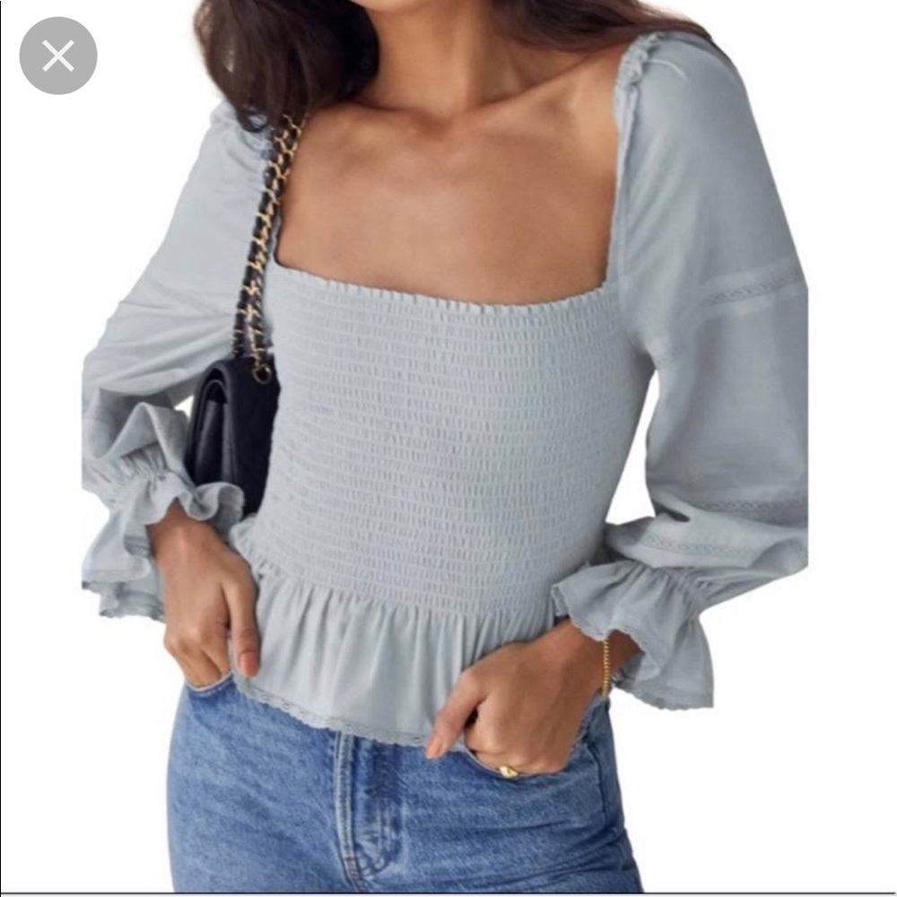 Reformation Roland Top. NWOT. Never worn. Mineral light blue color